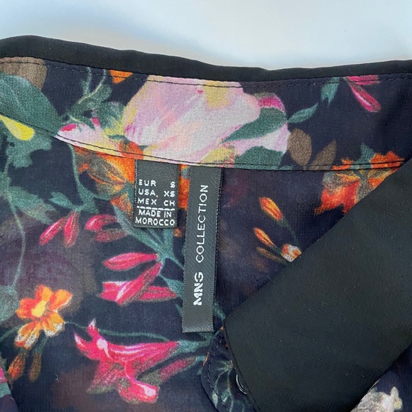 Mango MNG Collection Floral Sheer Shirt Sz XS - Picture 5 of 11